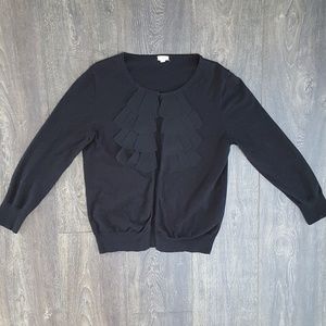 J. Crew Black Cardigan Scalloped Design - sz sm