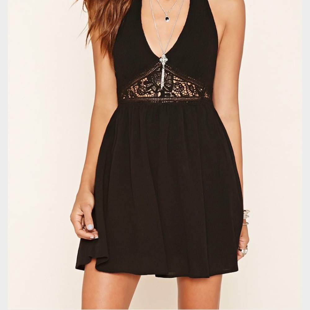 Crochet Halter Guaze Dress