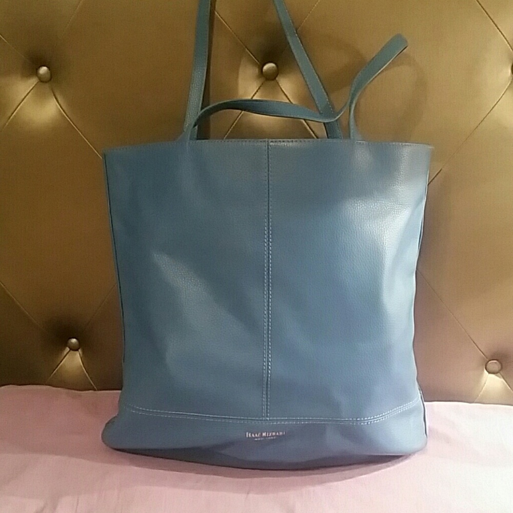 Isaac Mizrahi New York blue leather tote