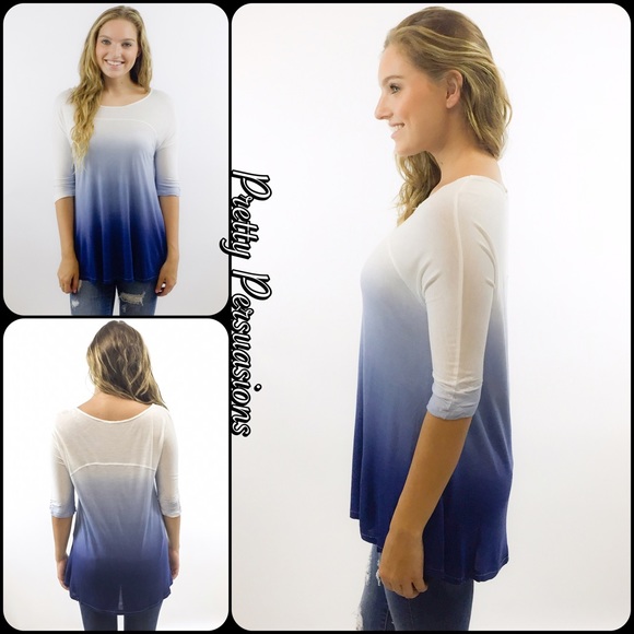 NWT Blue Ombré Super Soft T-Shirt - Picture 2 of 4