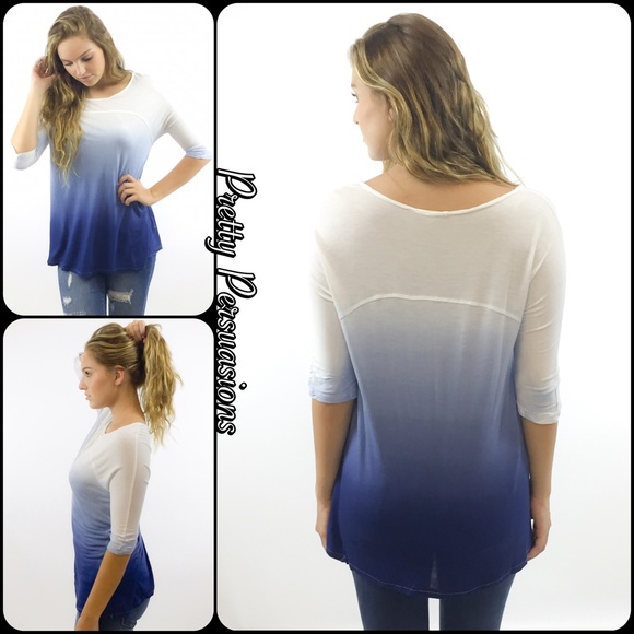 NWT Blue Ombré Super Soft T-Shirt - Picture 3 of 4