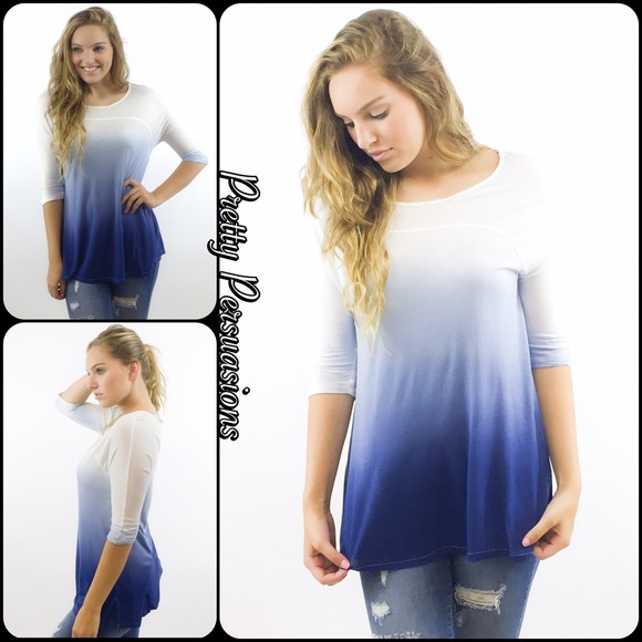 NWT Blue Ombré Super Soft T-Shirt - Picture 4 of 4