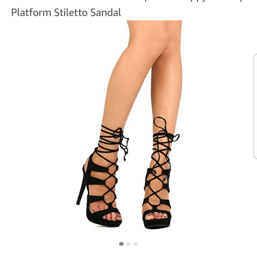 Strappy lace heels