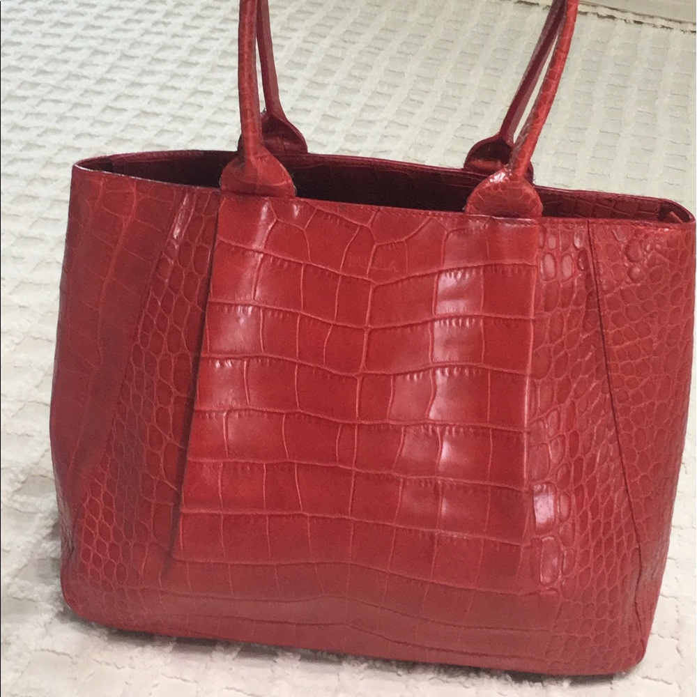 Furla Red Reptile Skin Handbag