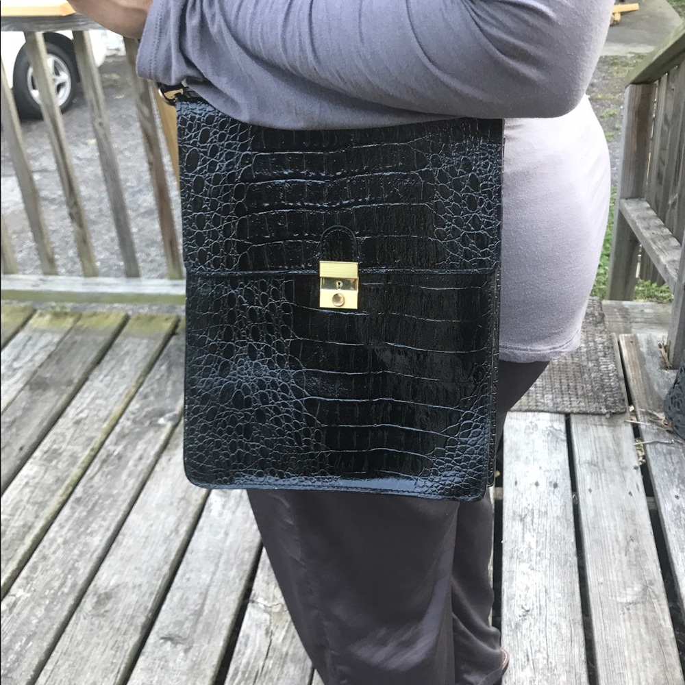 Purse / mini briefcase black snakeskin
