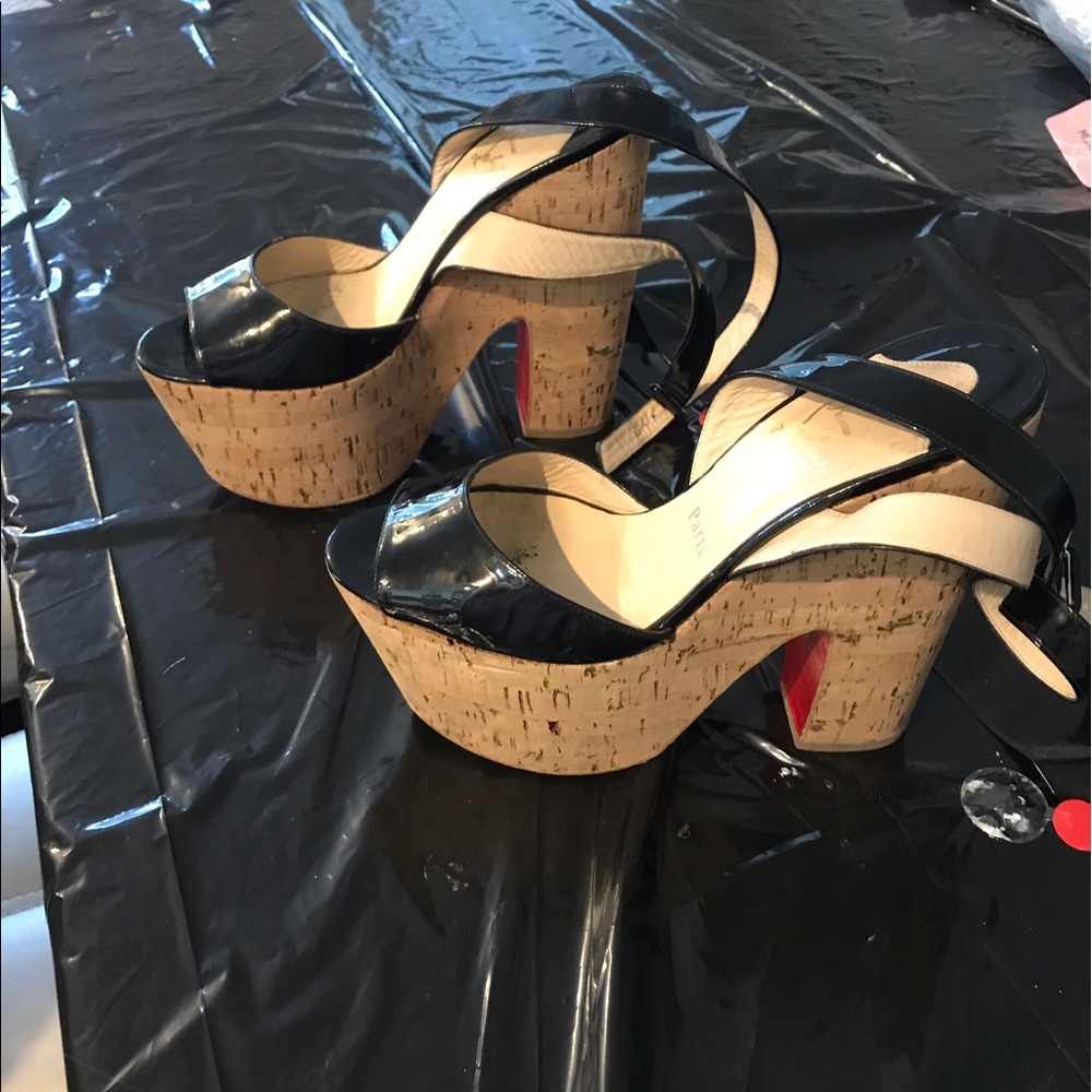 Christian loubitan wrap  wedges good  used