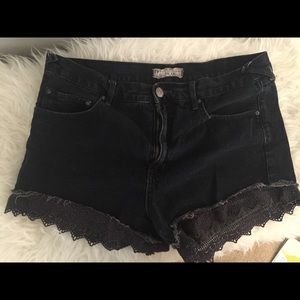 Free People black faded shorts with trim