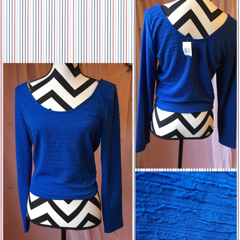 Royal blue long sleeves crop top