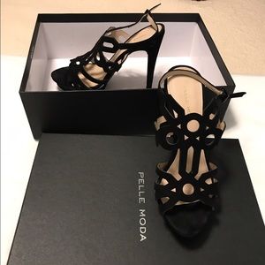 Pelle Moda black strapped heels