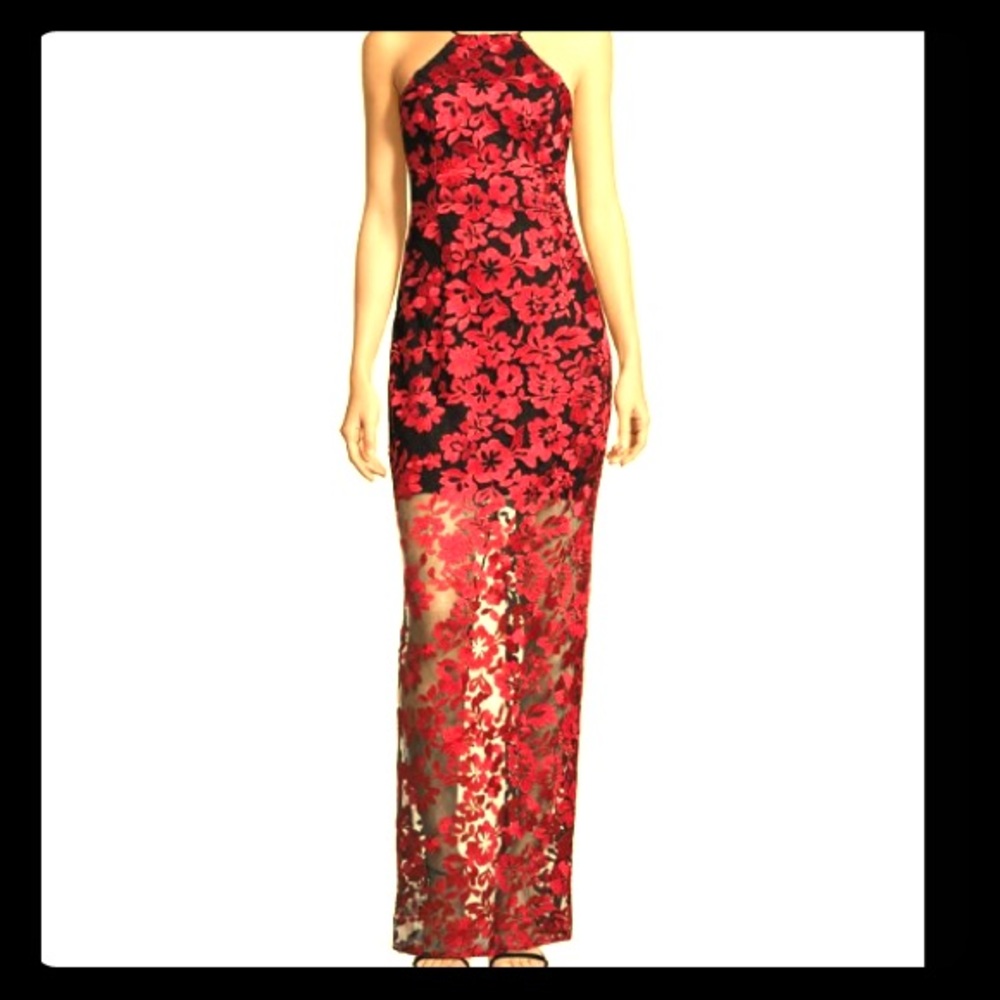 Formal Red with Black lace dress