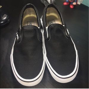 White/Black slip on vans