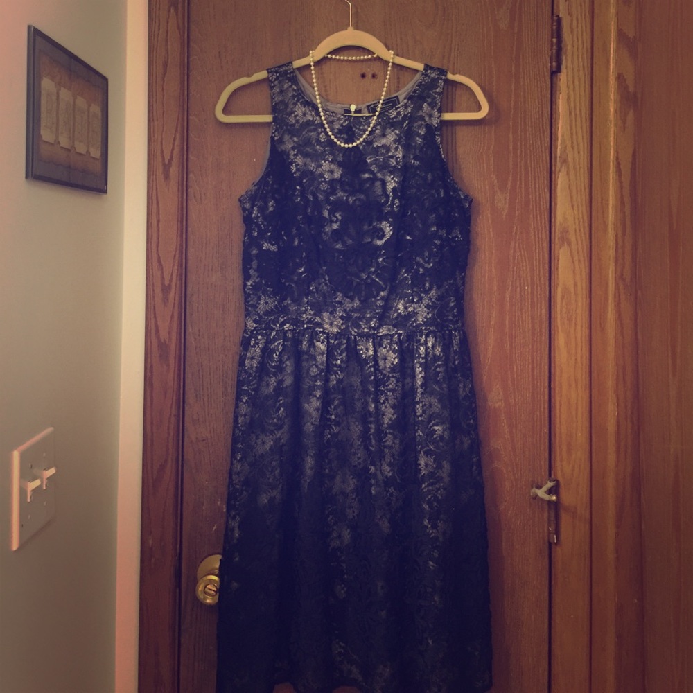 Gorgeous Lacy dark blue cocktail dress.