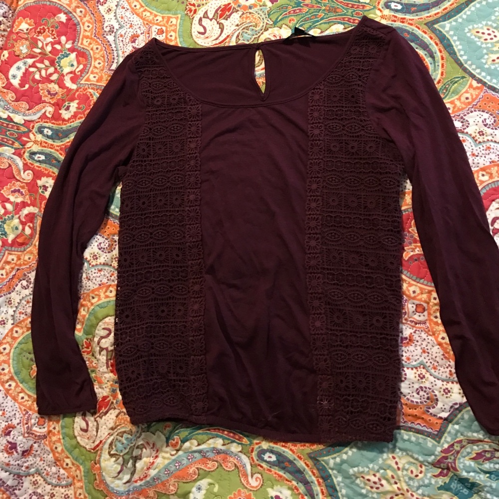 Burgundy long sleeve top
