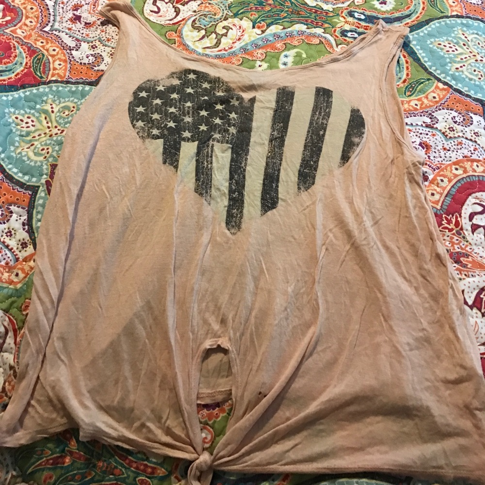 Tank top with American flag heart