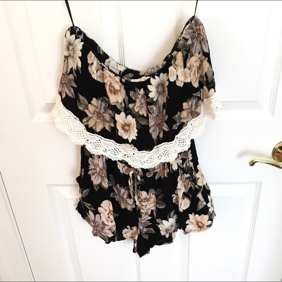 Dresses & Skirts - Black and Tan Floral Romper
