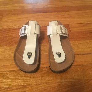 New White Leather Birkenstock Sandals