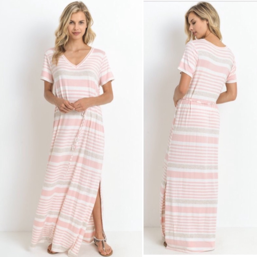 💙NEW IN💙 Soft Pink V Neck Maxi Dress Summer