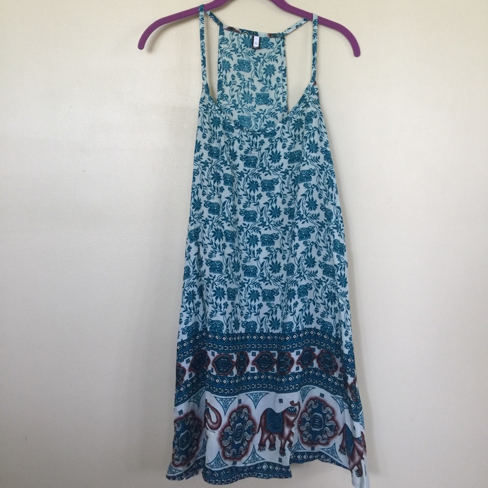 green elephant patterned summer dress