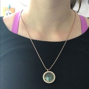 RoseGold Origami Owl Necklace & turquoise pendants