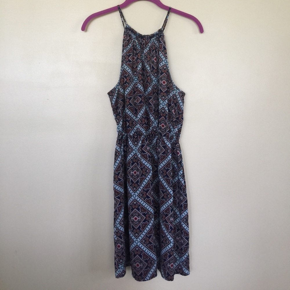 patterned dress with elastic waist band