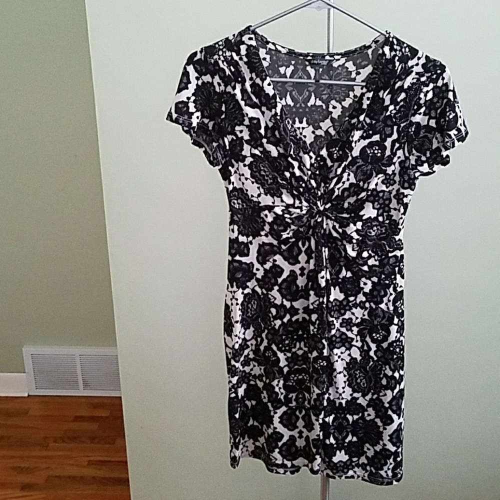 Black and white lace patterned dress