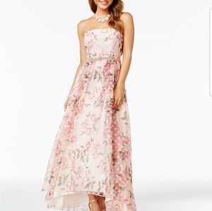 B Darlin Juniors' Floral-Print A-Line Gown