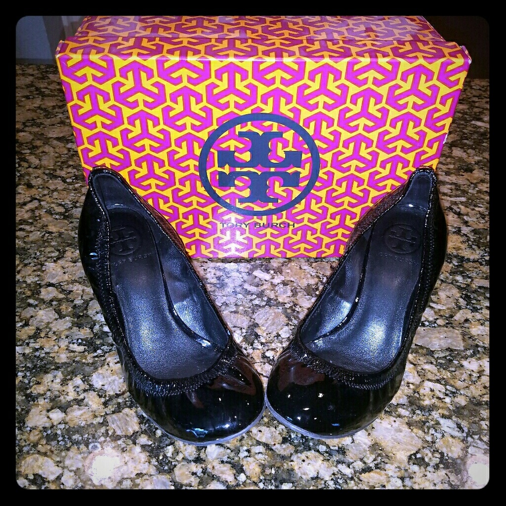 Tory Burch black wedges