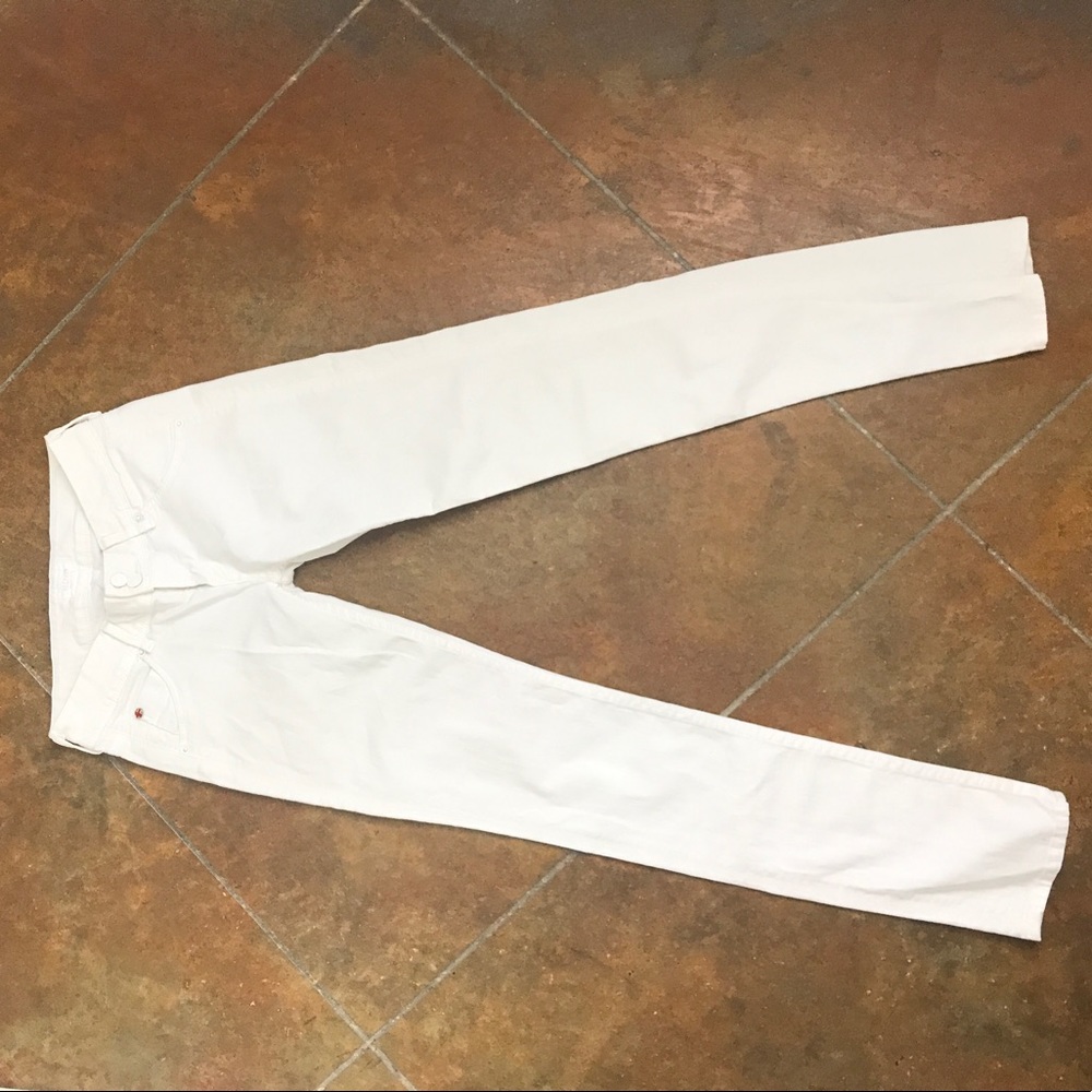 Hudson white straight leg jeans