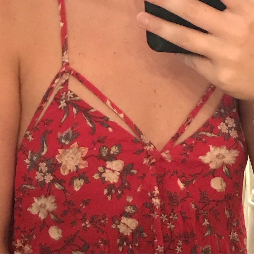 Red floral top