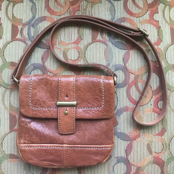 Fossil Handbags - Fossil Camel Leather Cross Body Mini Purse
