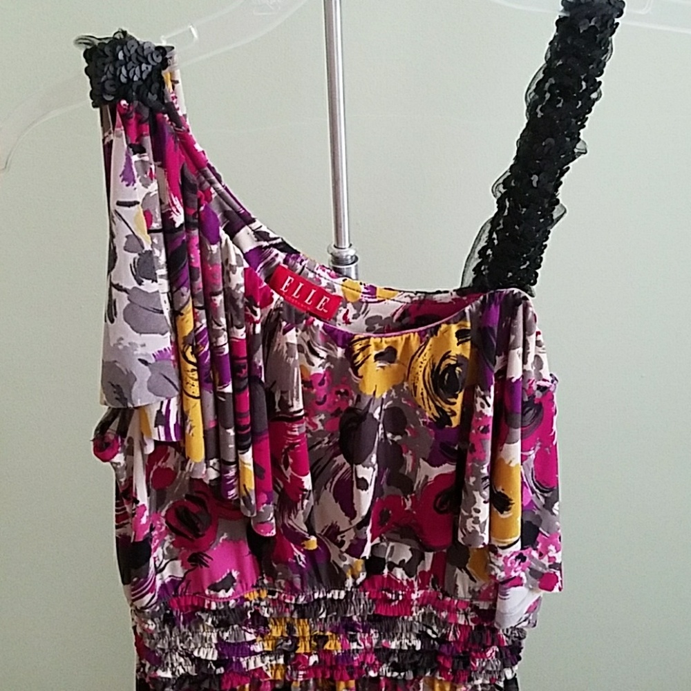 Unique asymmetric floral dress