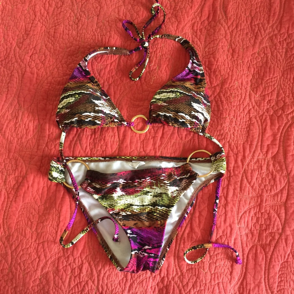 Split Snake Print 2-Piece Bikini Set