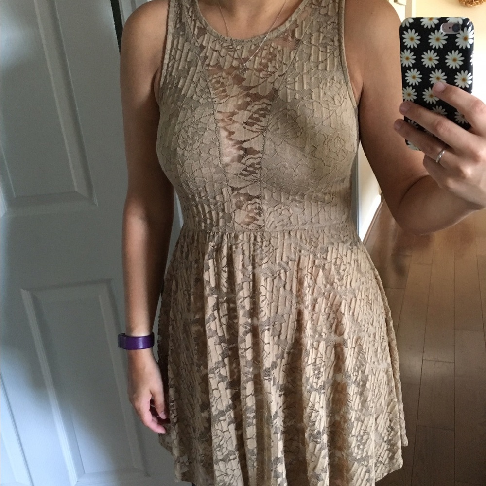 Tan lace dress