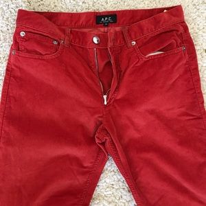 APC Skinny Fit Red Corduroys