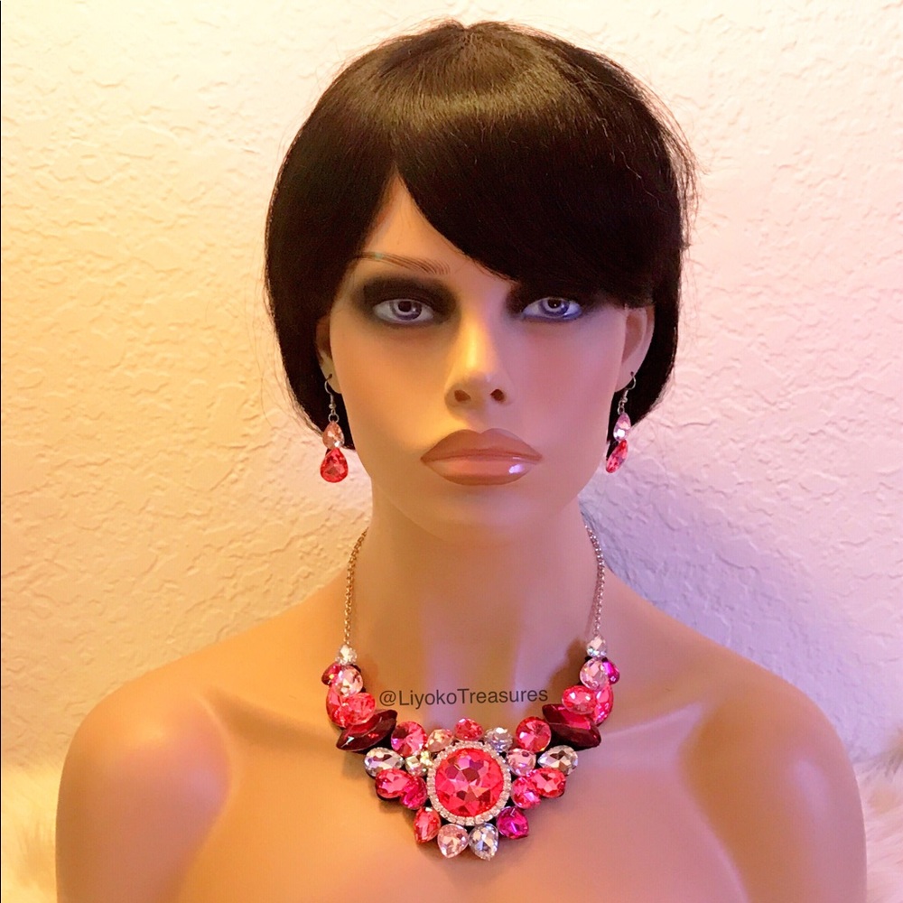 Pink Gems Statement Necklace