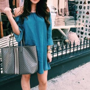 Off the shoulder chambray dress