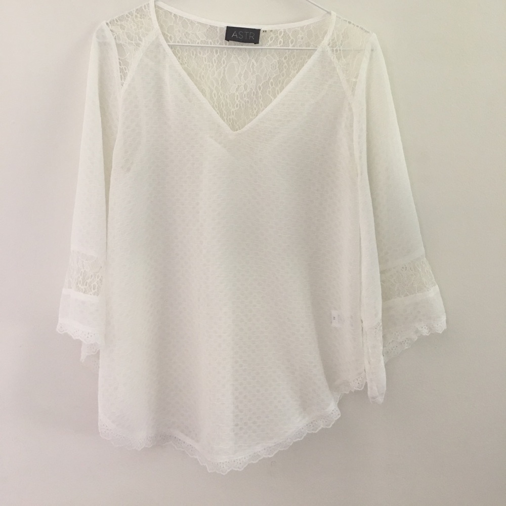 ASTR sheer white top