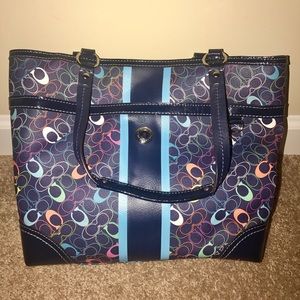 Authentic Blue Multicolor Coach Purse