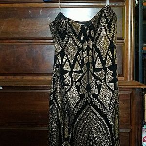 Black and gold print dress
