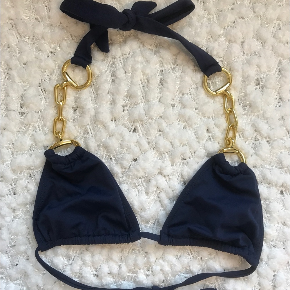 Have Faith Swimgerie Chain Navy Blue Bikini Top