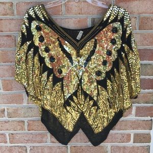 💥SALE💥 100% Silk Vintage sequin top Sz Med/Lrg