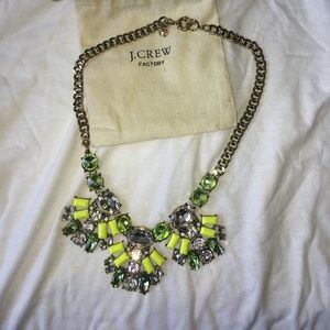 Green and neon rhinestone statement necklace