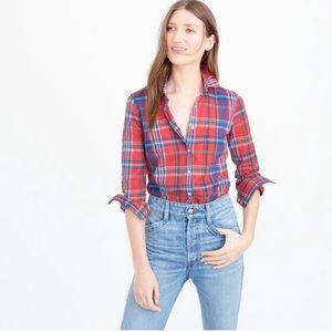 JCREW - Plaid Perfect Shirt Red PETITE