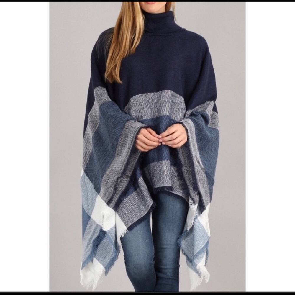 Turtle neck poncho
