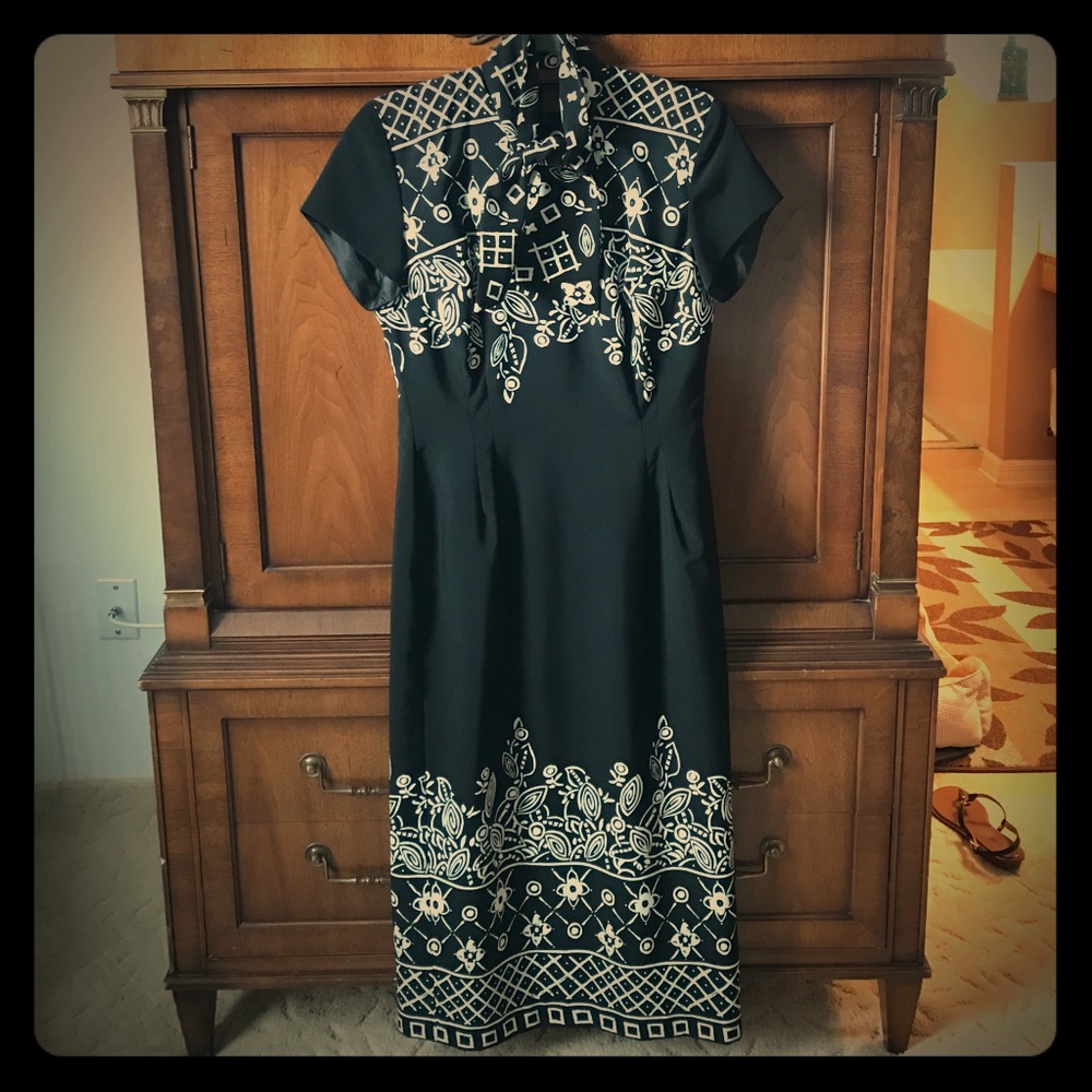 Perfect Vintage black and white dress with sash