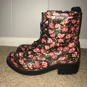 Big Buddha floral combat boots