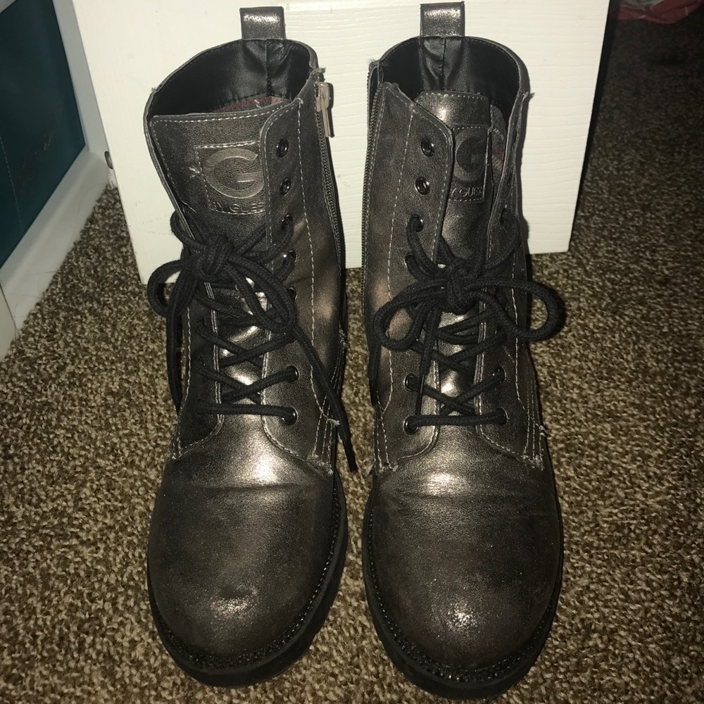 Metallic combat boots