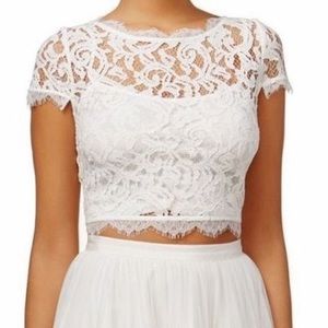Adrianna Papell white lace crop top