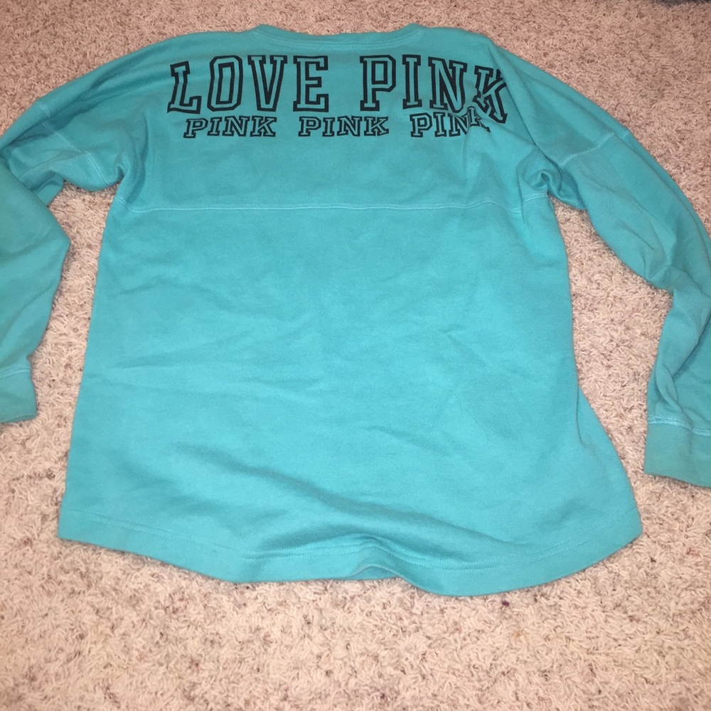 VICTORIA SECRET PINK TEAL CREW SWEATSHIRT