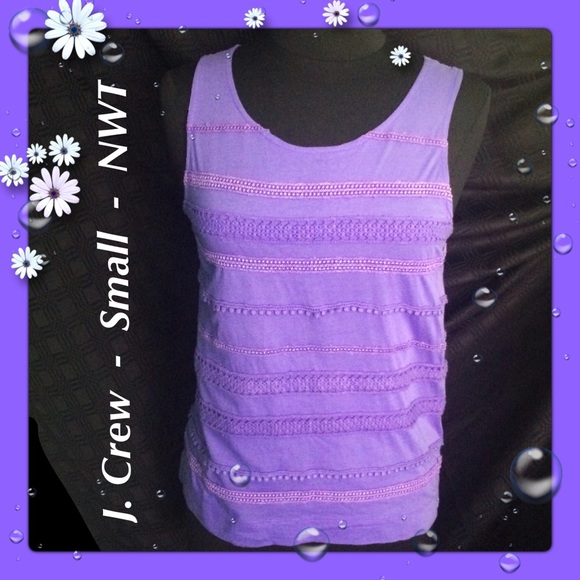 J. Crew Tops - J. Crew Purple Lace Stripe Sleeveless Shell NWT